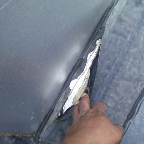 Damaged rubber roof